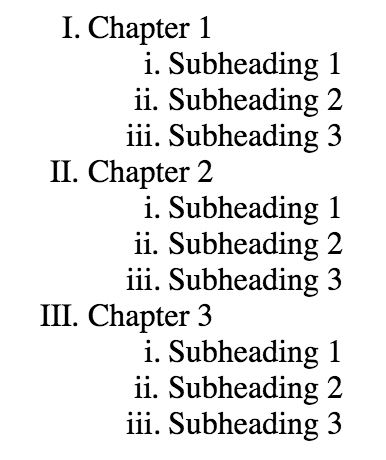 Image of chapters and subheadings